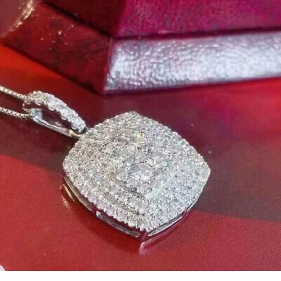 NEW STERLING SILVER Diamond PENDANT NECKLACE - Picture 7 of 7